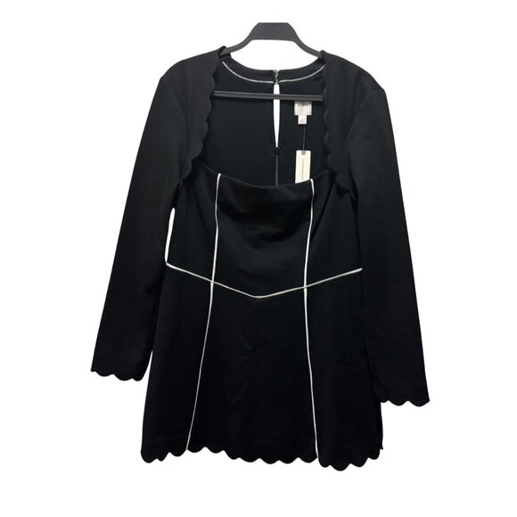 Maeve Anthropologie Square Neck Scalloped Hem Long Sleeve Mini Dress Size L - Picture 5 of 10